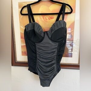 Swimsuits For All Black Ruched Swimsuit